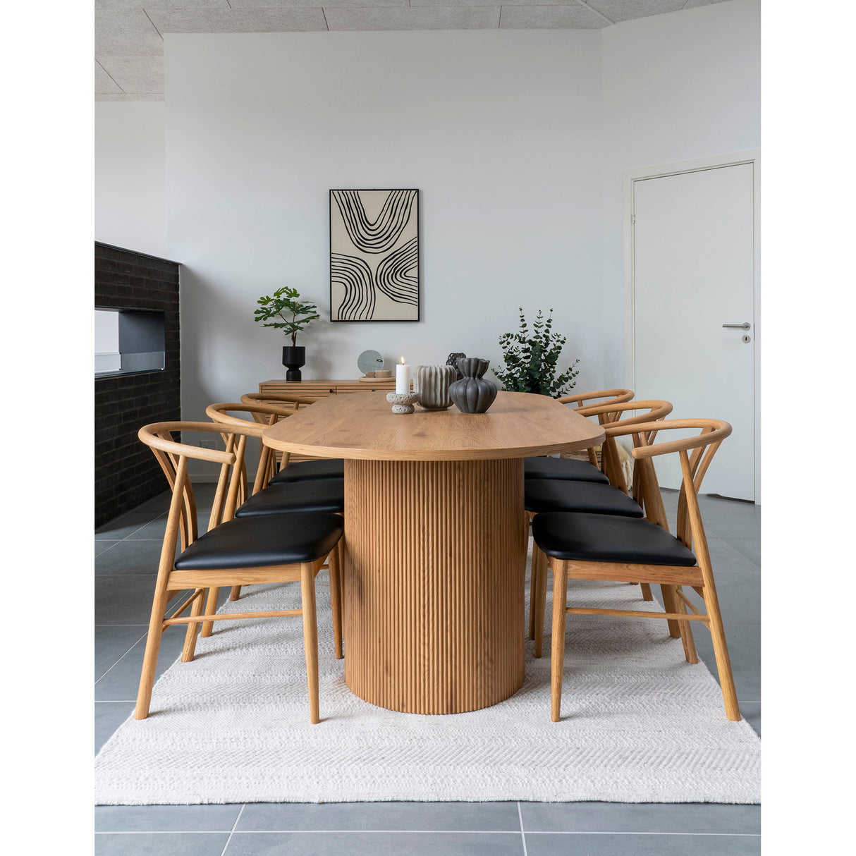 Wanddeko – Schwarz-Beige, grafisches Liniendesign, 90 cm hoch - Lipari | House Nordic