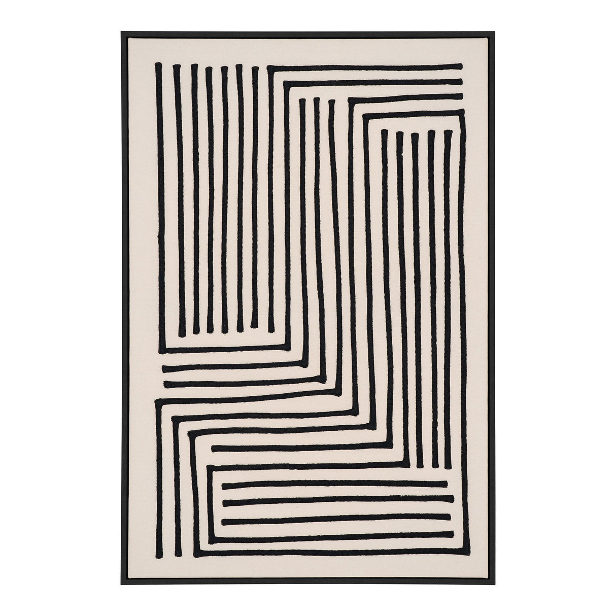Wanddeko – Schwarz-Beige, geometrisches Liniendesign, 90 cm hoch - Lipari | House Nordic