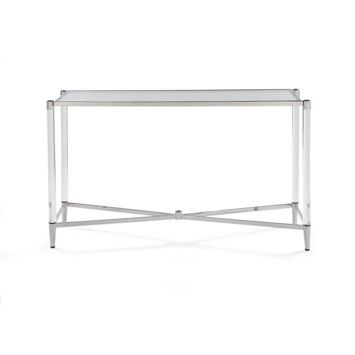 Konsolentisch – Gehärtetes Glas, Edelstahl Gestell, Acryl Beine, 73 cm Höhe - Marilyn | Modus Furniture International
