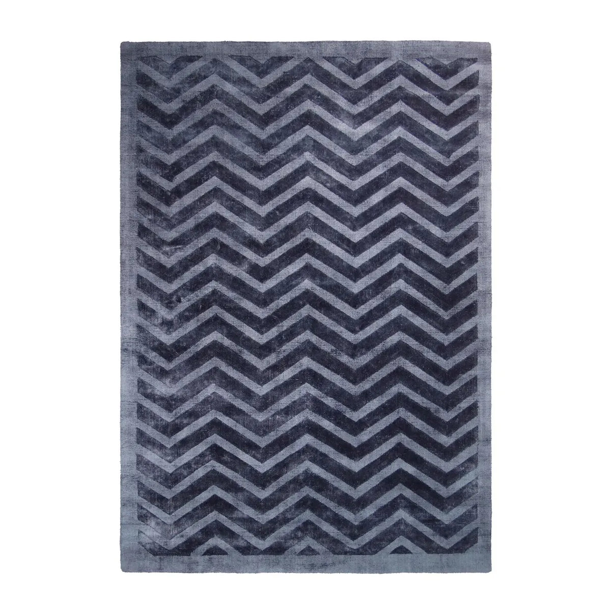 Rug Viscose Material Zigzag Retro Design Cotton Backing - Luxury 410 | Kayoom