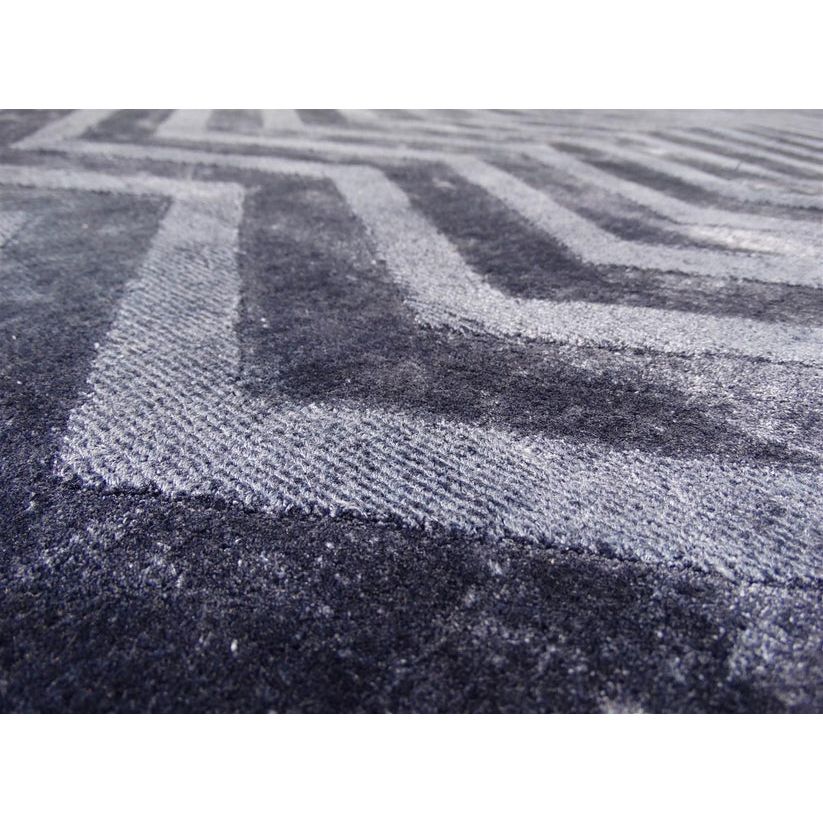 Rug Viscose Material Zigzag Retro Design Cotton Backing - Luxury 410 | Kayoom