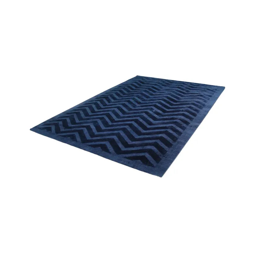 Rug Viscose Material Zigzag Retro Design Cotton Backing - Luxury 410 | Kayoom