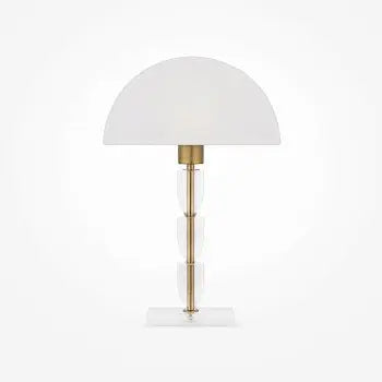 Table lamp Brass-colored metal structure White cotton shade & Transparent acrylic accents – Prima | Maytoni
