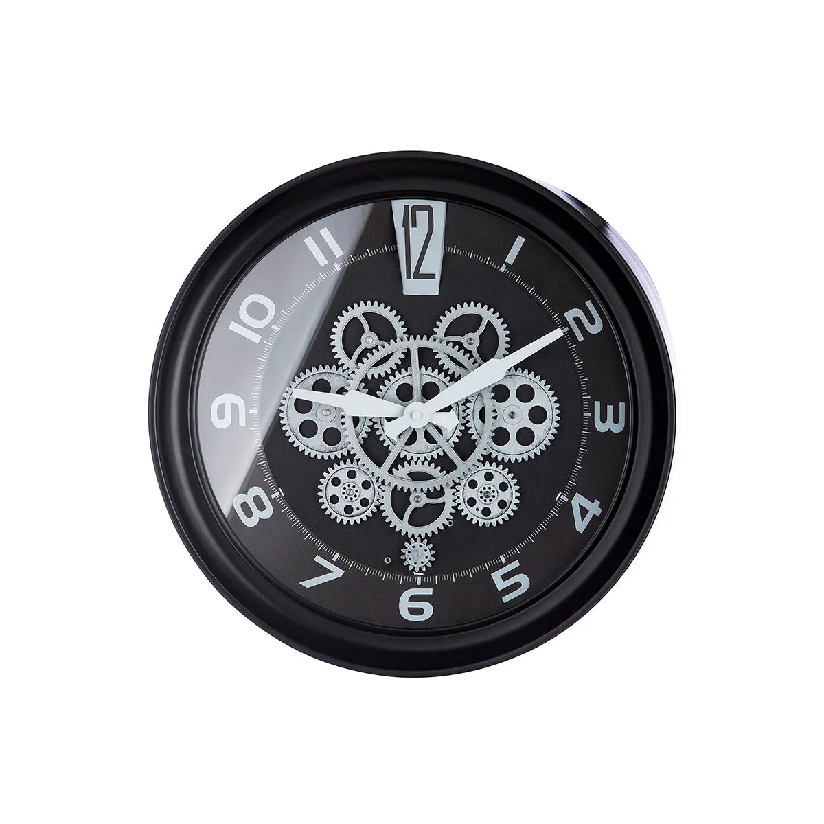 Wanduhr – Rundes Design, Zahnradmotiv, Schwarze Optik - Pinon | Gilde