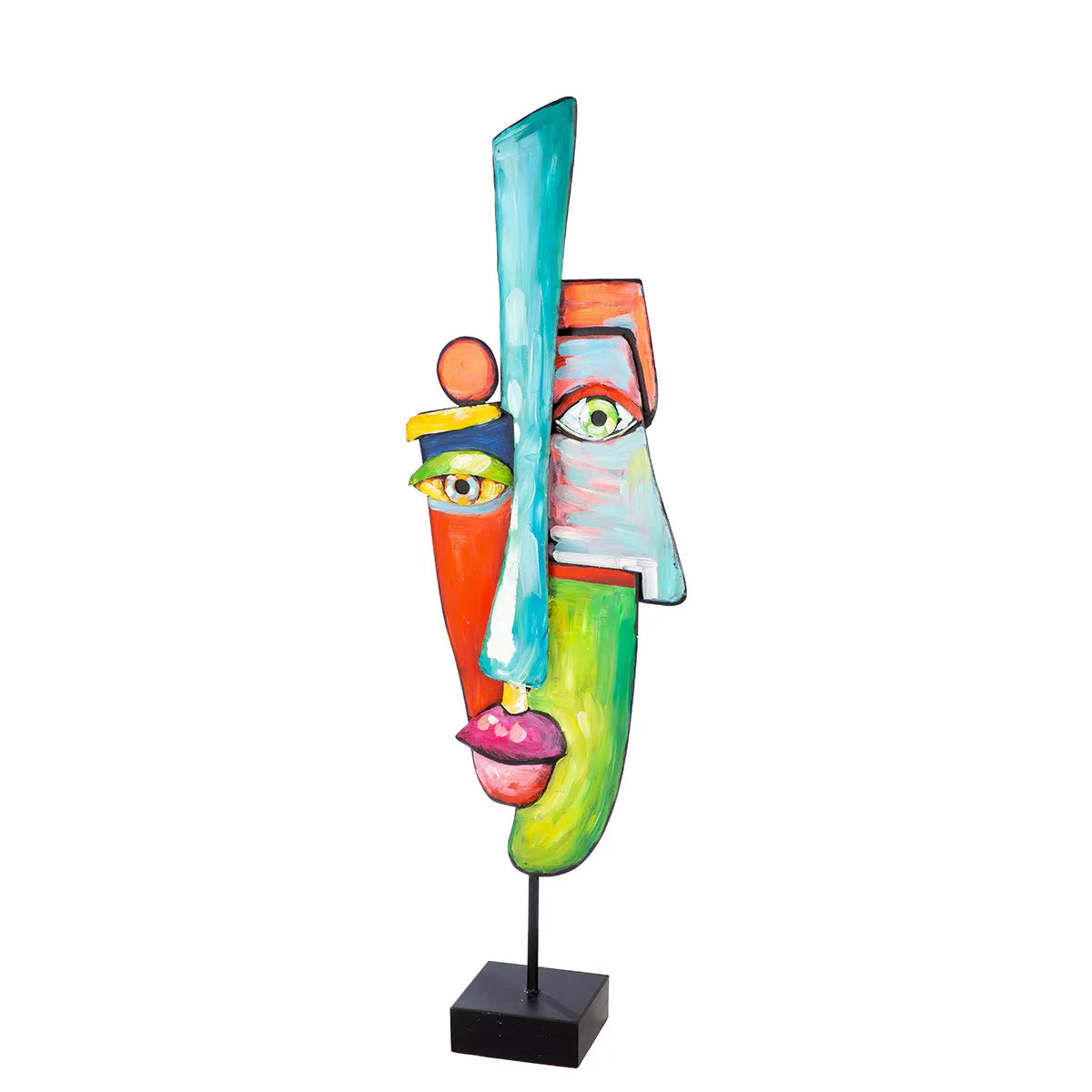 Skulptur – Gesichtsdesign, Mehrfarbige Optik, Schwarze Basis, Höhe 99.5 cm - Malang | Gilde