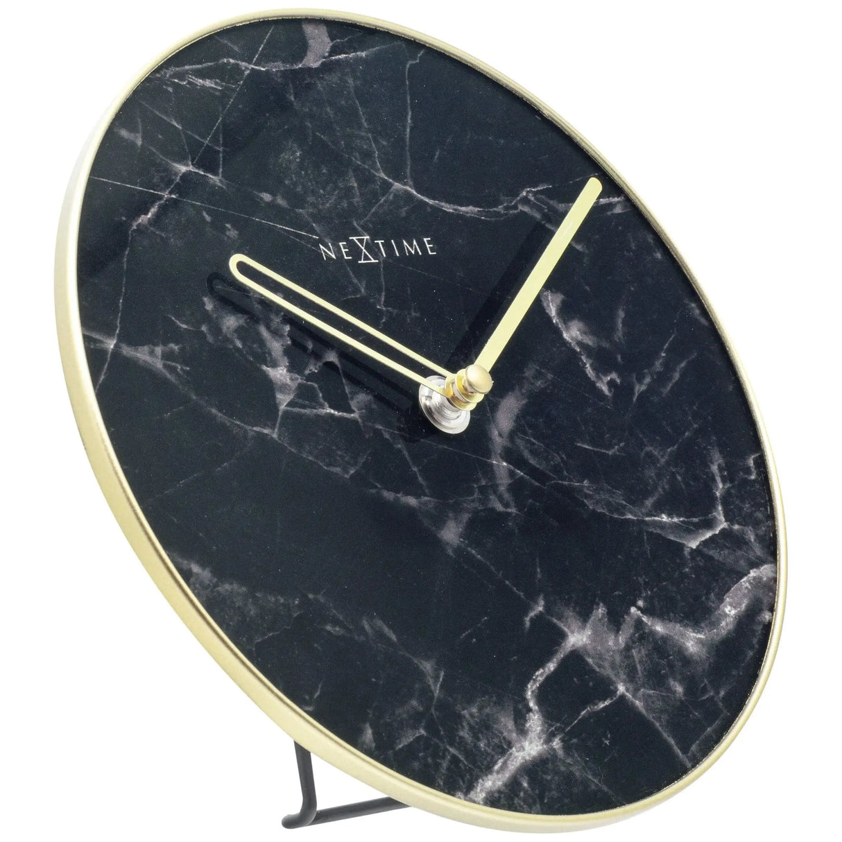 Tischuhr – Marmorglas, Goldene Zeiger, Stilles Werk - Marble | NeXtime