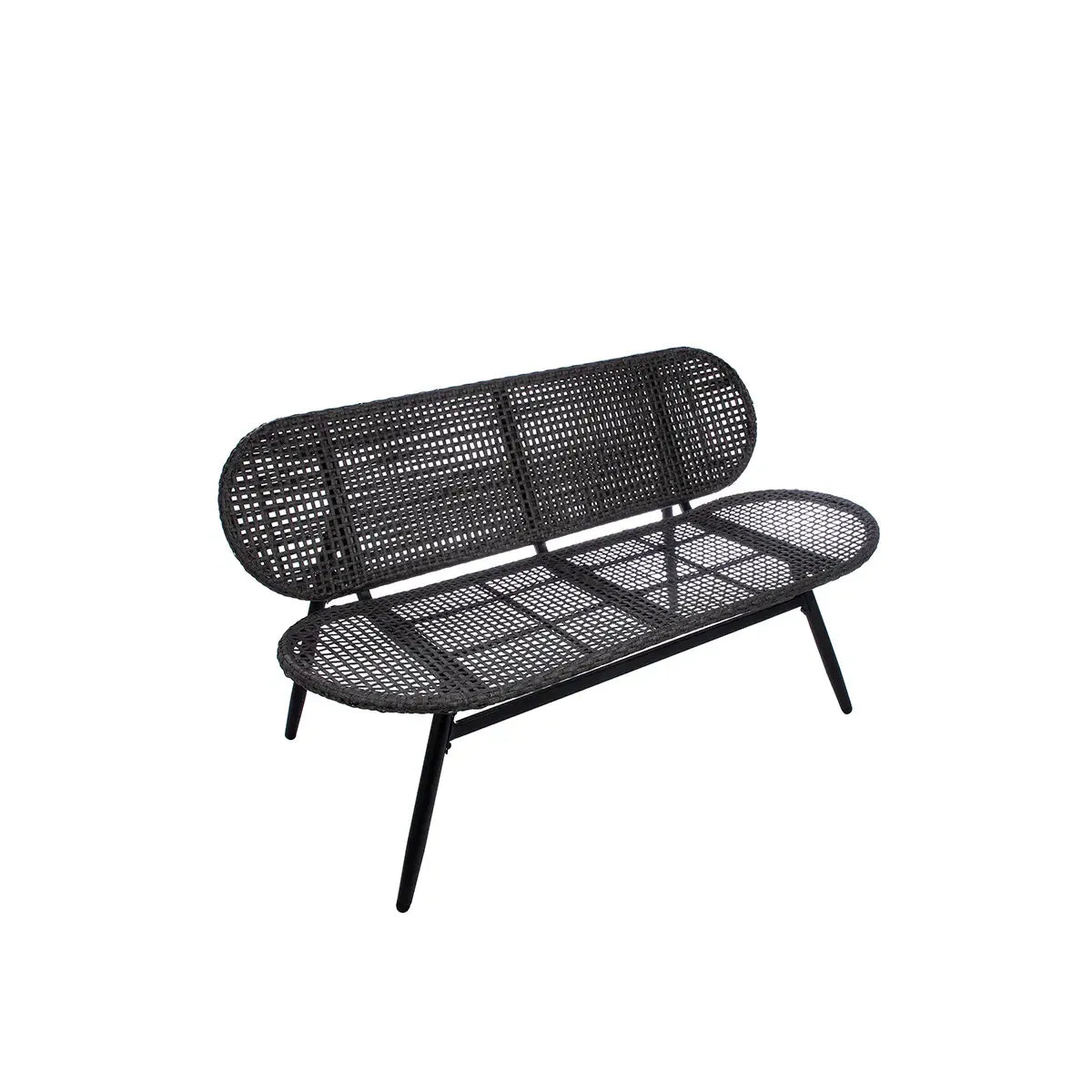 Lounge-Set – Anthrazitfarbenes Polyrattan, Schwarzes Metall, Glasplatte - Cannobio | Gilde