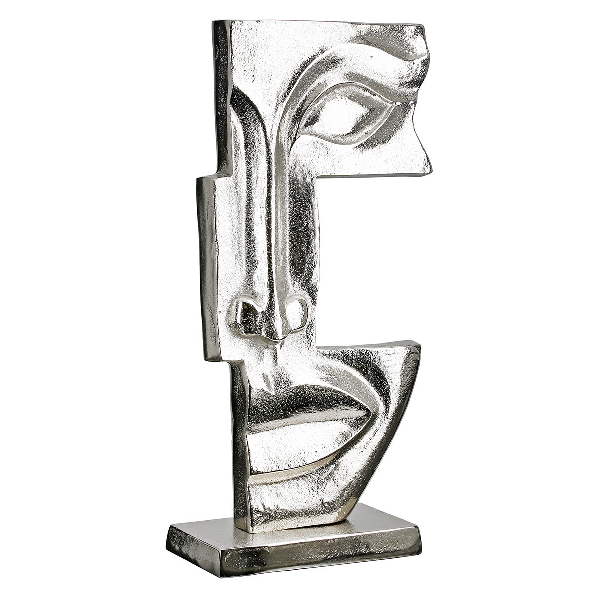 Skulptur – Antik Oberfläche, Gesicht Design, Silber Optik, Höhe 40 cm - Big Lips | Gilde