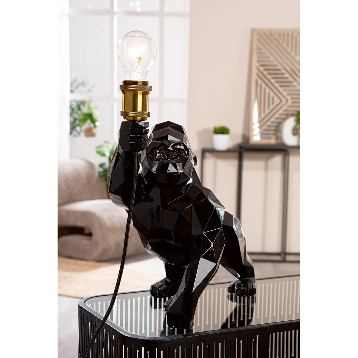 Tischleuchte – Glänzende Oberfläche, Gorilla Design, Schwarze Optik - Geo | Gilde
