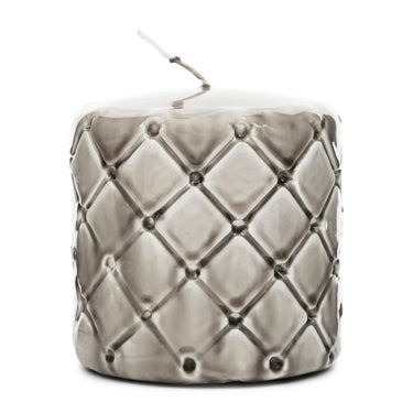 Stumpenkerze Beige Karomuster Paraffin (ØxH 9,5x10) - Pillar | Rivièra Maison - Esszett Luxury | Stilvolles Wohnen mit Charakter