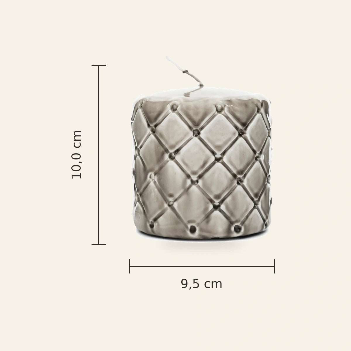 Pillar Candle Beige Plaid Pattern Paraffin (ØxH 9.5x10) - Pillar | Rivièra Maison