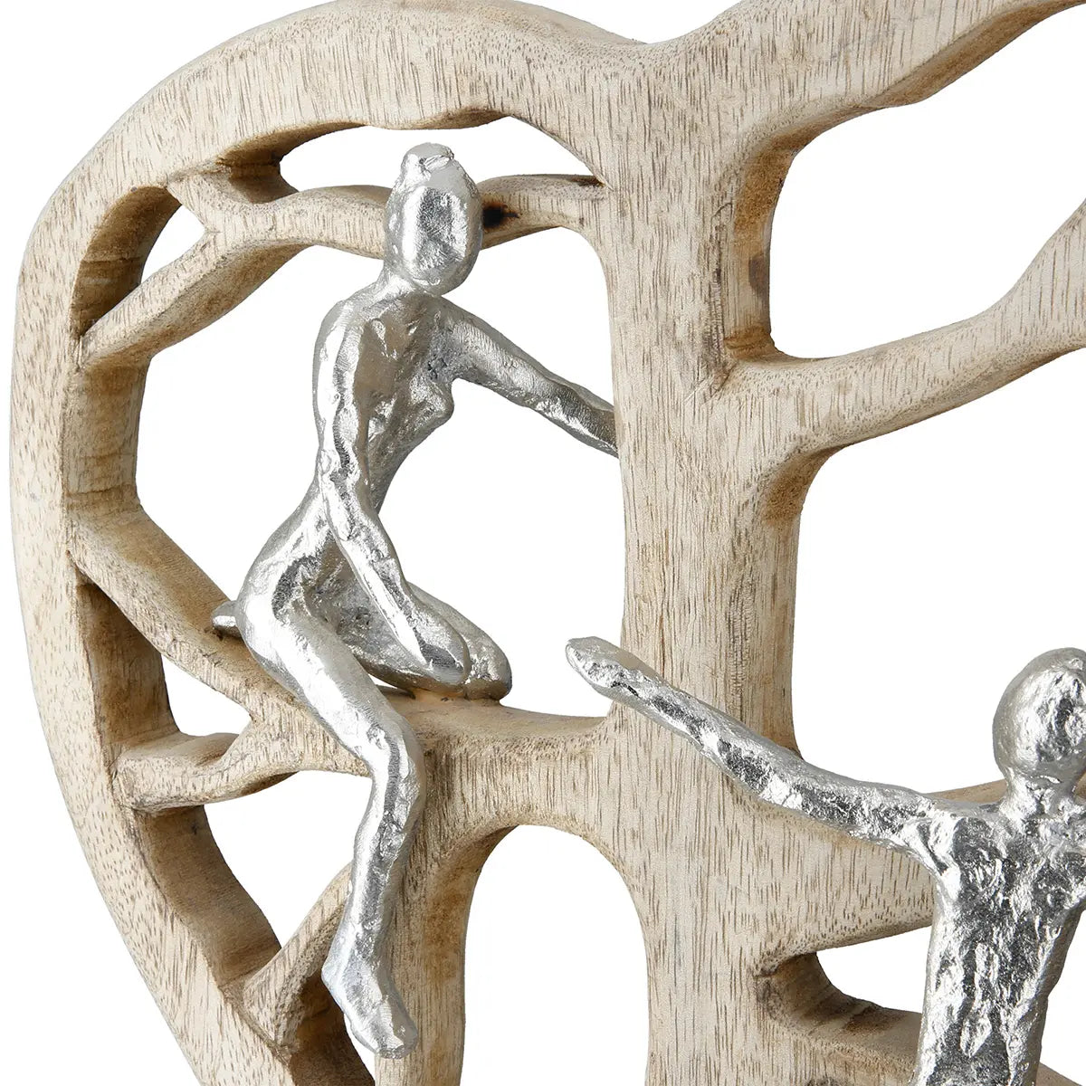 Skulptur – Herzform, Natürliches Mangoholz, Silberne Akzente - Herzbaum | Gilde