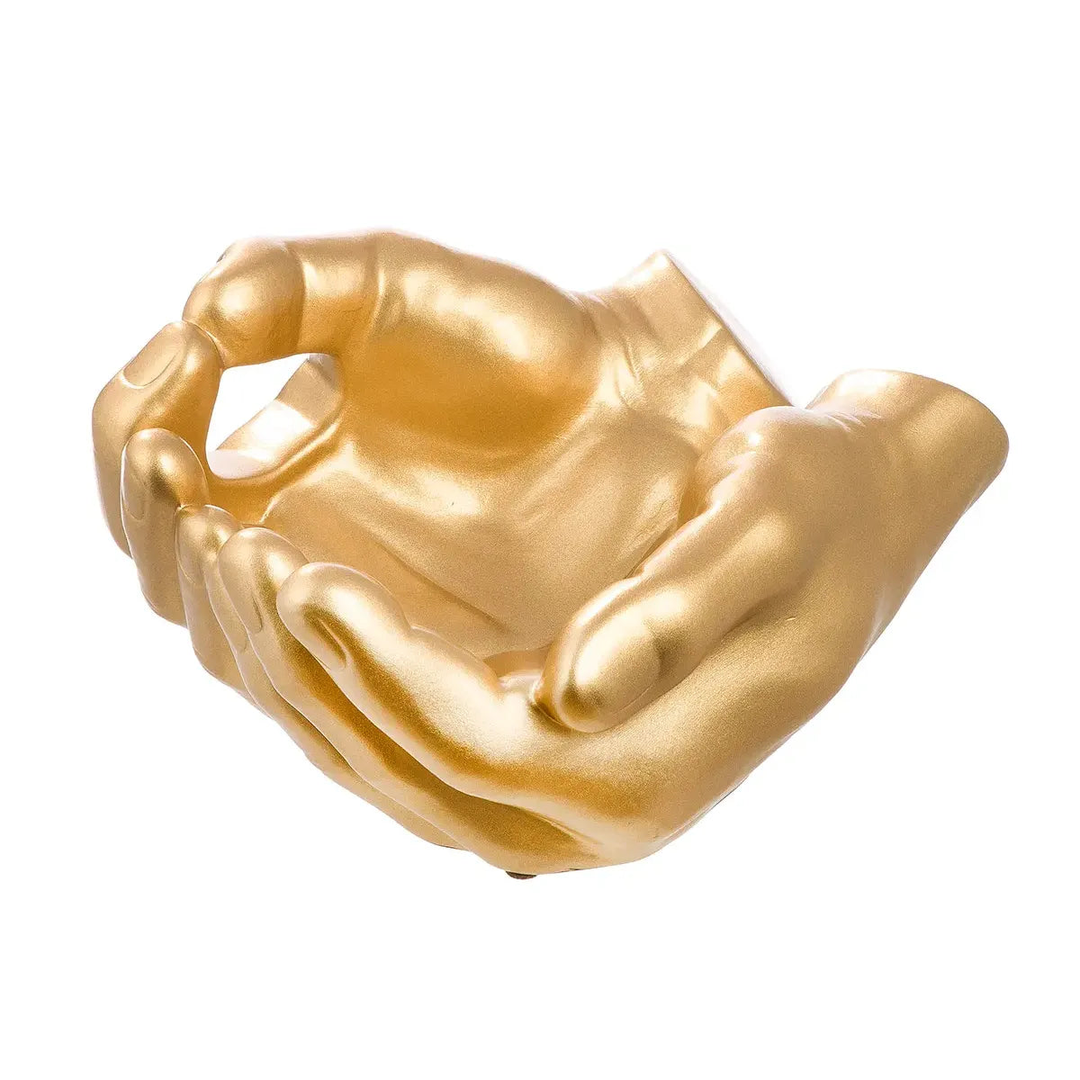 Dekoschale – Goldene Keramik, Glänzende Oberfläche, Händeform - Buddha | Gilde