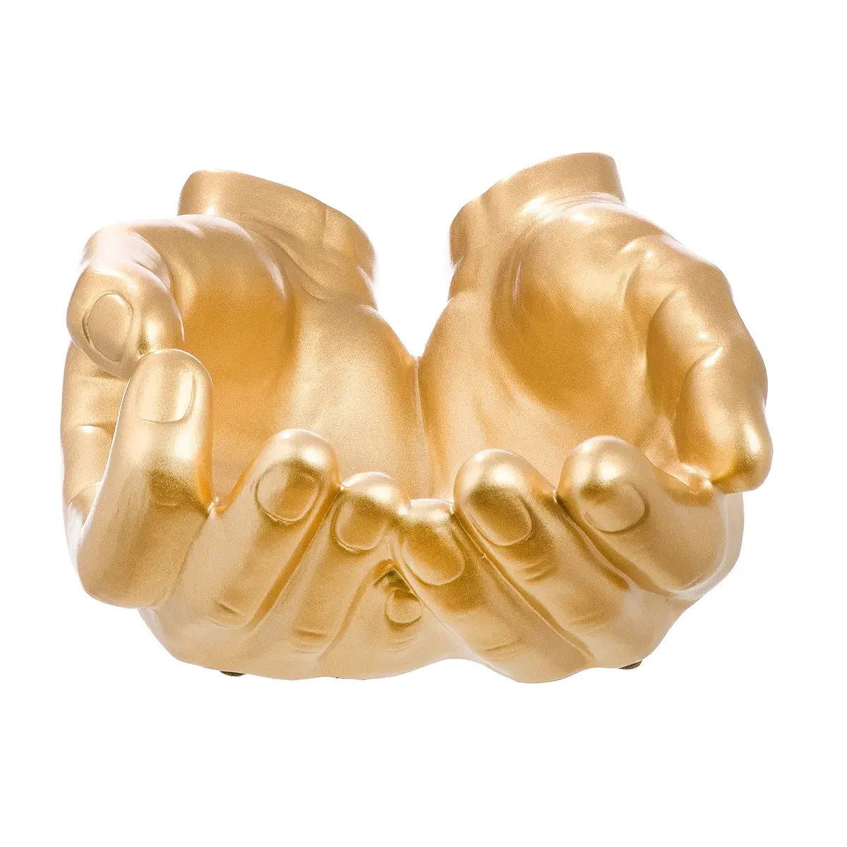Dekoschale – Goldene Keramik, Glänzende Oberfläche, Händeform - Buddha | Gilde