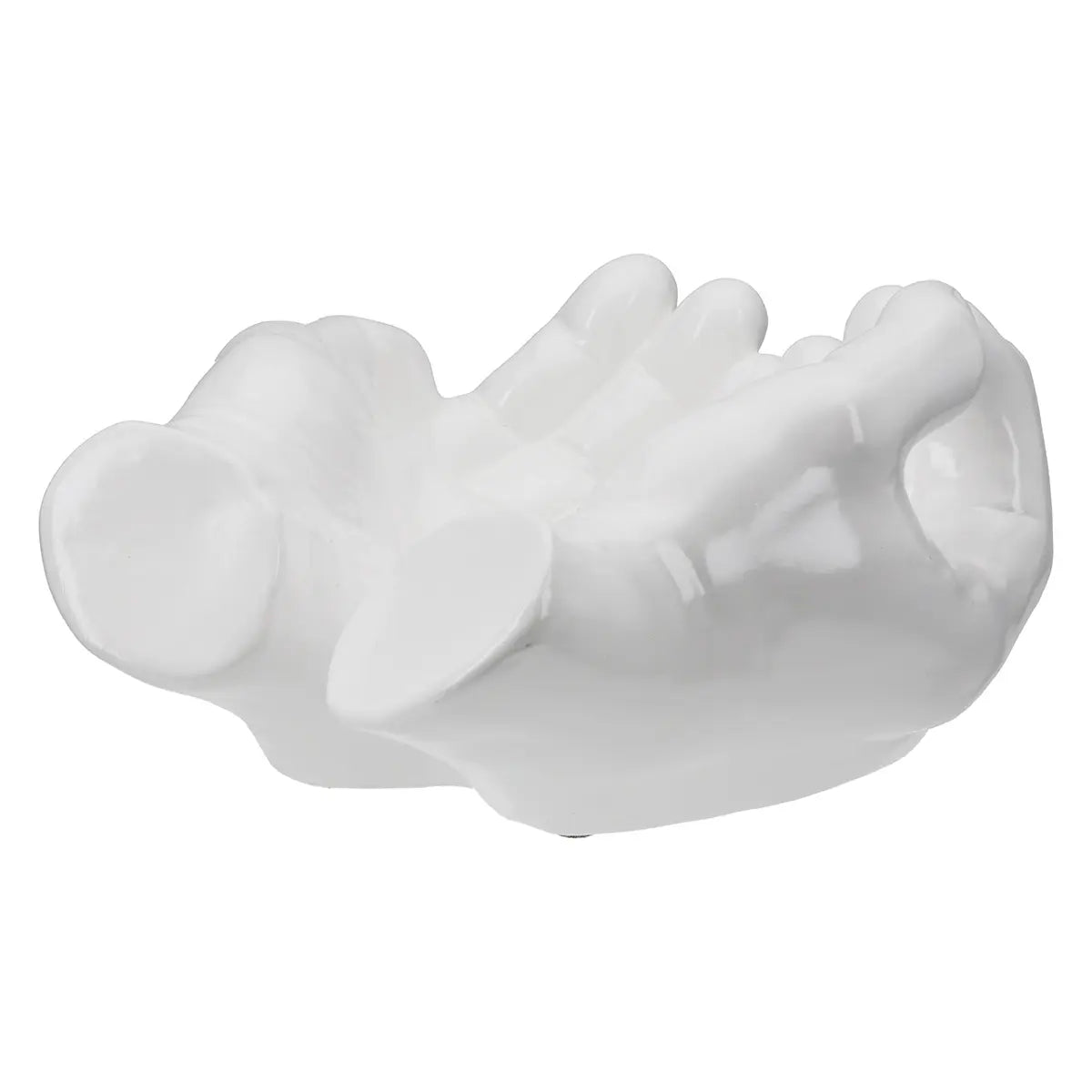 Dekoschale – Weiße Keramik, Glänzende Oberfläche, Händeform - Buddha | Gilde