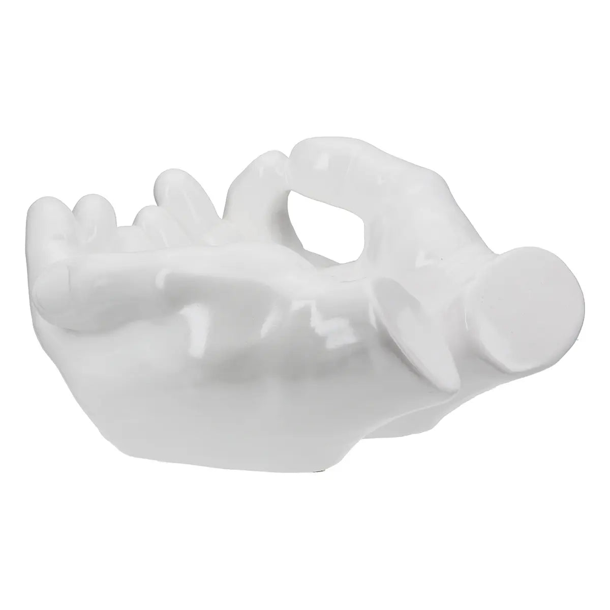 Dekoschale – Weiße Keramik, Glänzende Oberfläche, Händeform - Buddha | Gilde