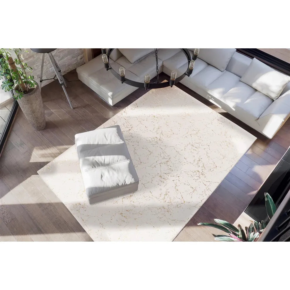 Teppich – Creme / Gold Farbe, Weicher Flor, Glanz Muster, 150 cm - Bijou 225 | Kayoom