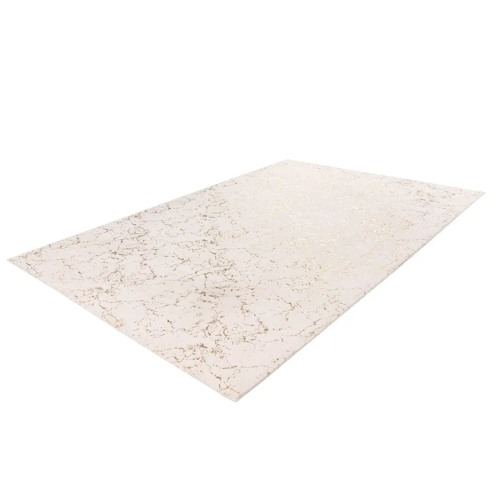 Teppich – Creme / Gold Farbe, Weicher Flor, Glanz Muster, 150 cm - Bijou 225 | Kayoom