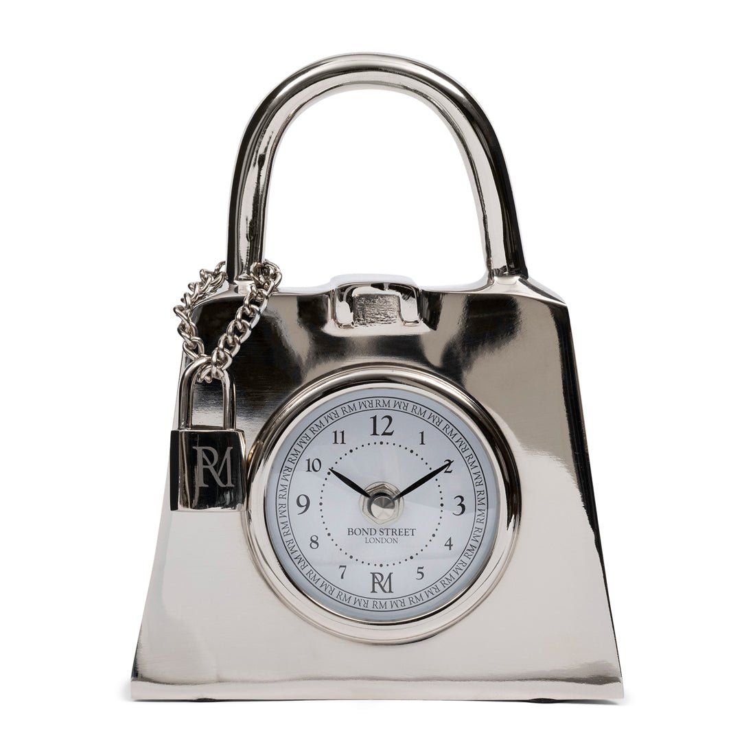 Tischuhr Aluminium Silber in Taschenform 19 cm 1 – Lovely Bag | Rivièra Maison - Esszett Luxury | Stilvolles Wohnen mit Charakter