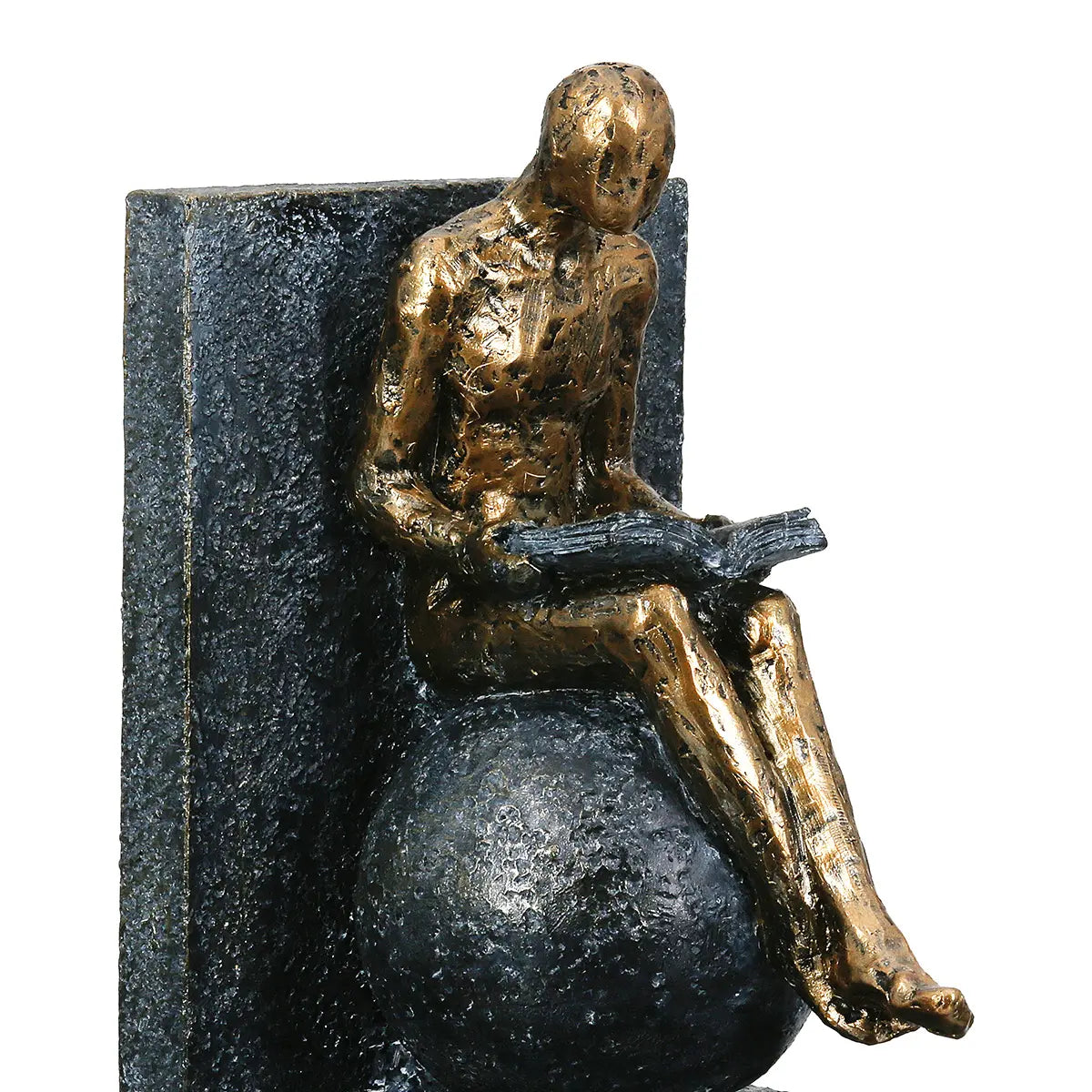 Buchstützen – Graue Kunstharz, Metallische Optik, Figurenmotiv | Gilde