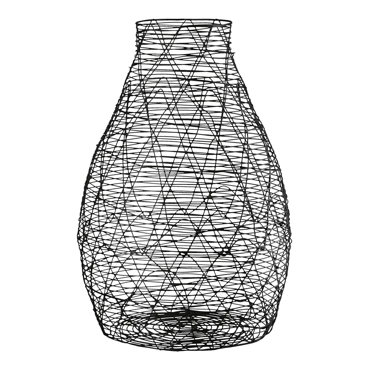 Vase – Schwarzes Metall, Bauchige Form, Dekorative Nutzung, 25.5 cm - Wire | Gilde