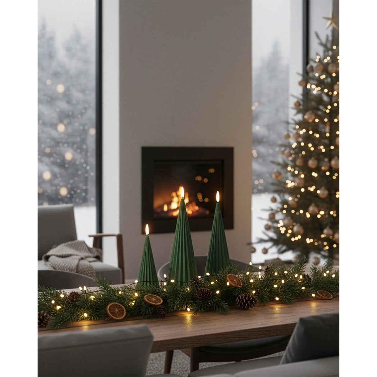 LED-Kerze – Plissiertes Design, Echtwachs Optik, Flackernde LED - Boreal | ELLE Decoration