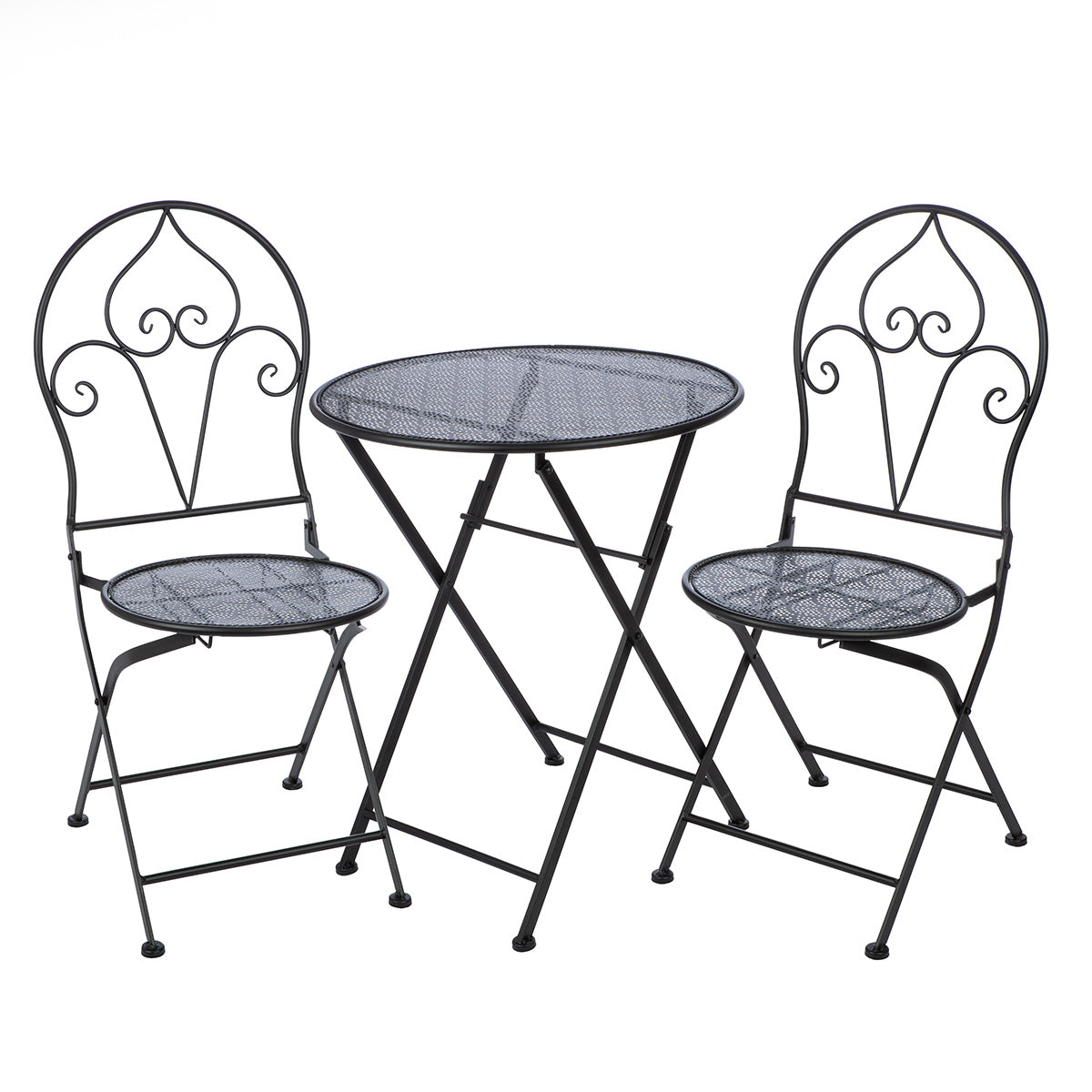 Bistroset – Runde Tischplatte, Mattes Metall, Klappstühle - Naluang | Gilde