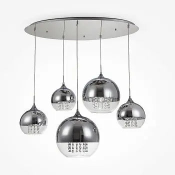 Pendant lamp with nickel metal frame, transparent glass and crystal accents in a luxurious design – Fermi | Maytoni