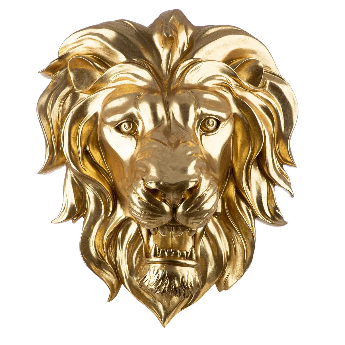 Wandobjekt – Goldene Optik, Löwenkopf, Leuchtendes Design - King of the Savannah | Gilde