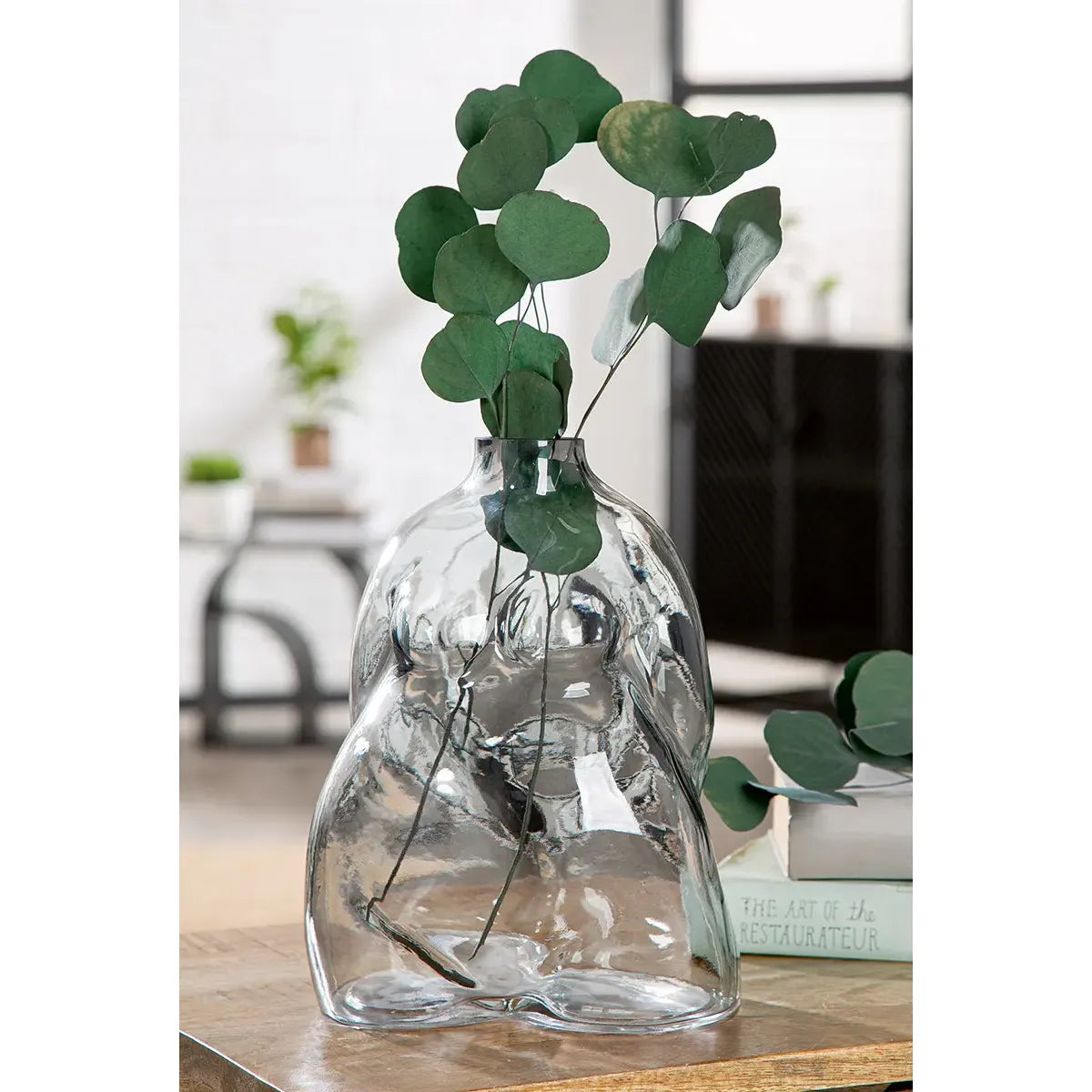Vase – Graues Glas, Weibliche Form, Wasserdichte Nutzung, Höhe 25 cm - Big Body | Gilde