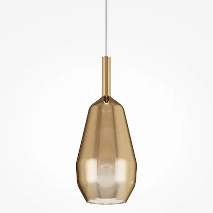 Pendant lamp Mirrored Gold Geometric Glass Shade, Opal Glass Inner Shade & Black Metal Base – Duality | Maytoni