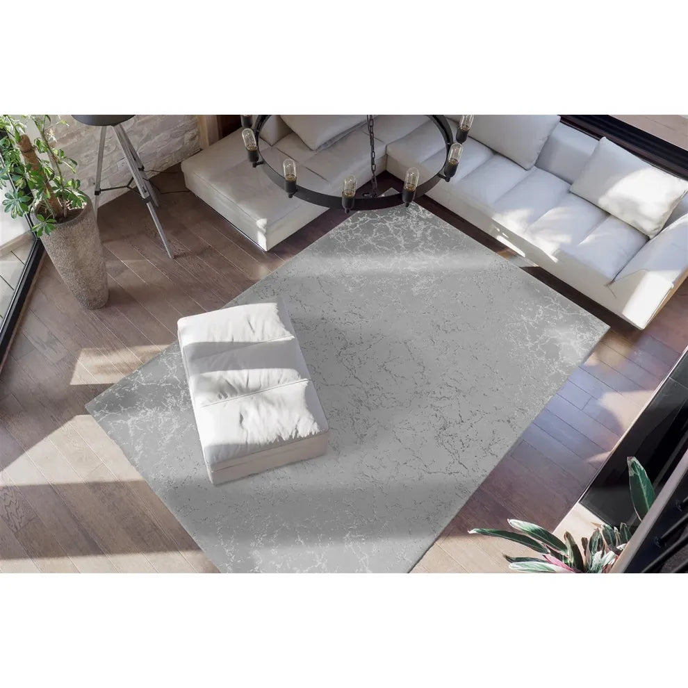 Teppich – Taupe / Silber Farbe, Weicher Flor, Glanz Muster, 170 cm - Bijou 225 | Kayoom