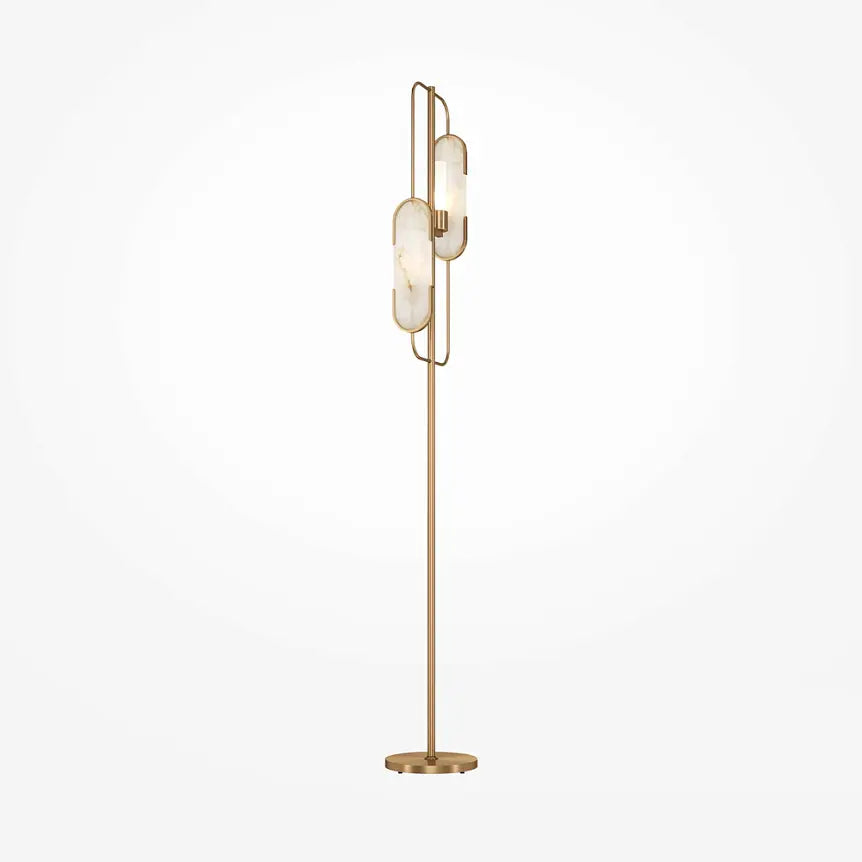 Floor lamp Metal frame Natural stone accents & Brass finish – Marmo | Maytoni