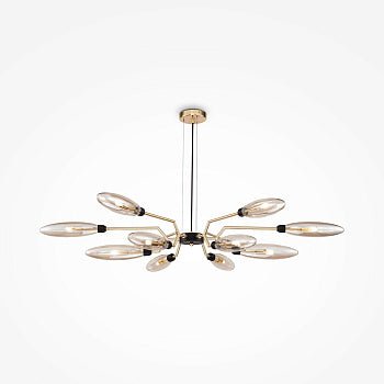 Pendelleuchte mit mattgoldenem Metallgestell und bernsteinfarbenen Glasdiffusoren im eleganten Design – Ventura | Maytoni - Esszett Luxury | Stilvolles Wohnen mit Charakter