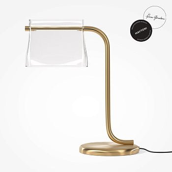 Tischleuchte Metallfuß Messing - Look, transparente Glaskugel & integriertes LED – Cabaret | Maytoni - Esszett Luxury | Stilvolles Wohnen mit Charakter