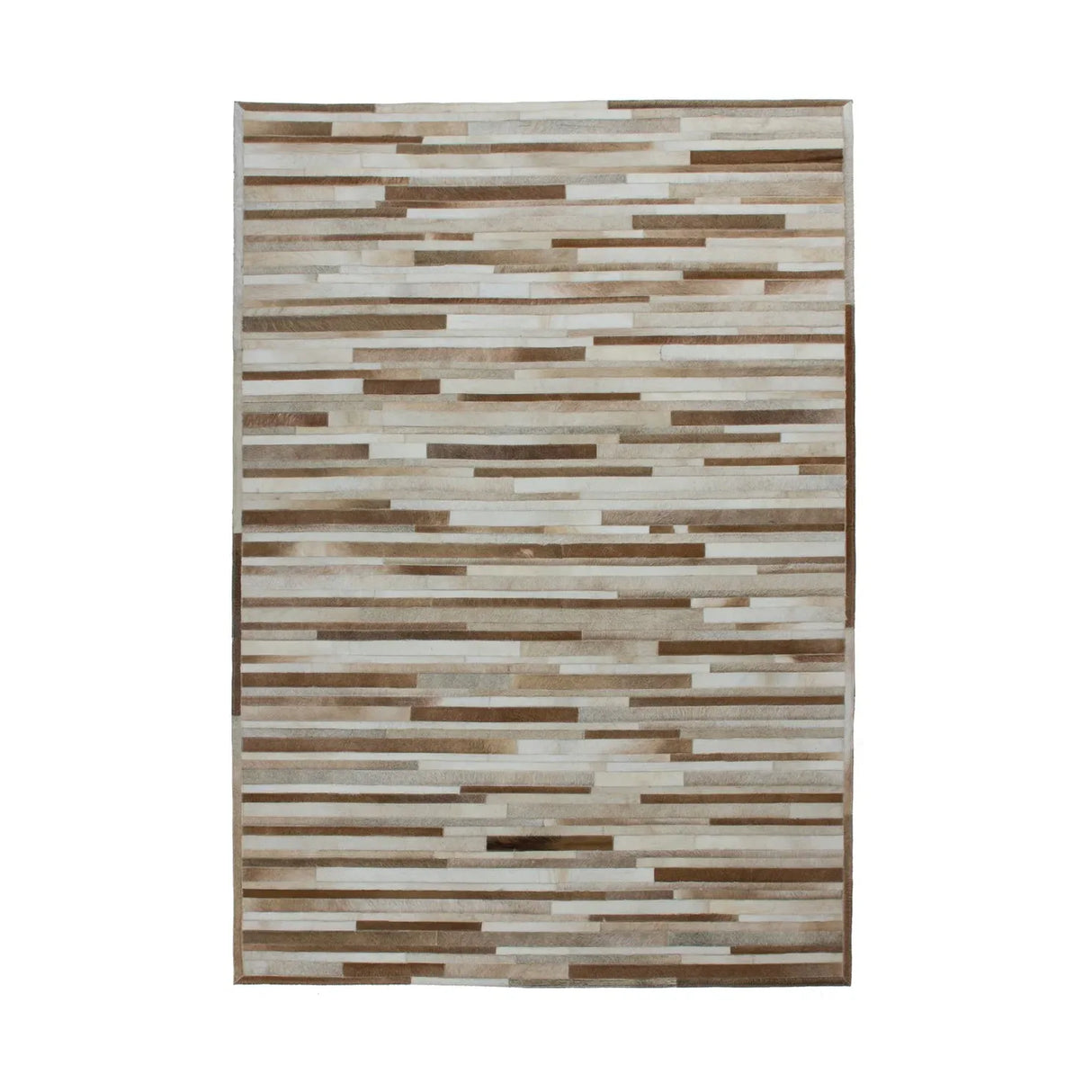 Teppich – Echtes Leder, Streifenmuster, Cremiger Farbton, 150 cm - Lavish 110 | Kayoom