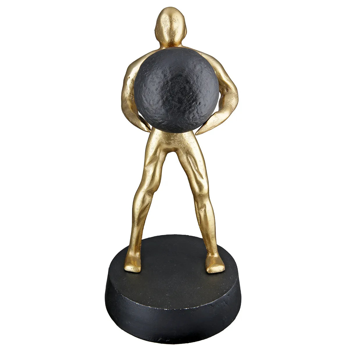 Skulptur – Goldfarbenes Finish, Kugeldesign, Mannmotiv, Höhe 32 cm - Strong | Gilde