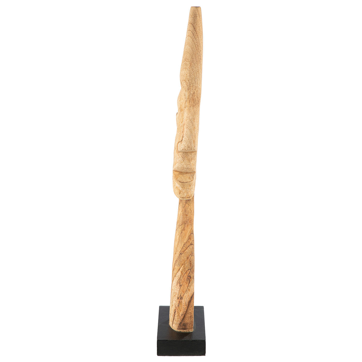 Skulptur – Naturholz Design, Gesichtsmotiv, Schwarze Basis, Höhe 63.5 cm - Silhouette | Gilde