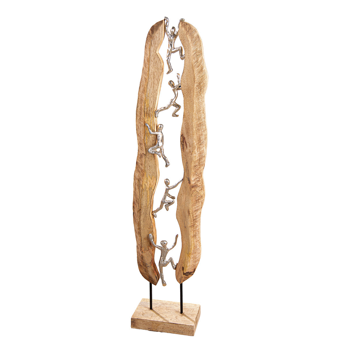 Skulptur – Klettermotiv, Aluminium Holz Design, Naturfarbenes Finish - To the Top | Gilde
