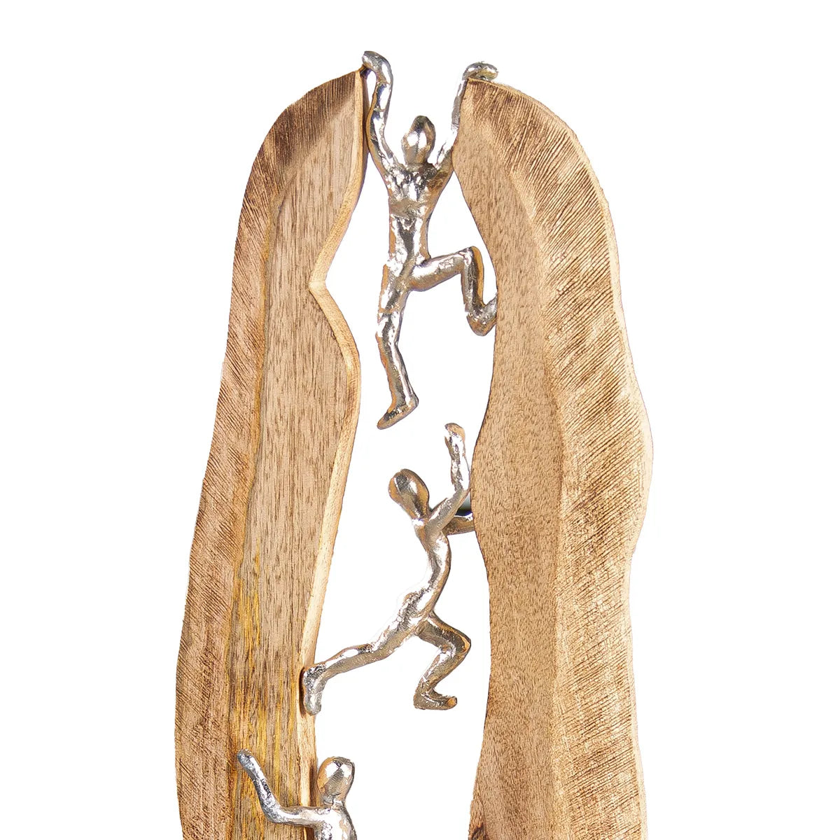Skulptur – Klettermotiv, Aluminium Holz Design, Naturfarbenes Finish - To the Top | Gilde