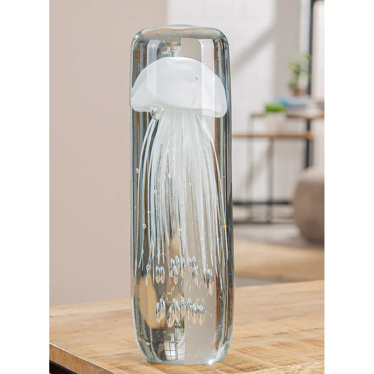 Dekoobjekt – Glänzendes Glas, Künstlerisches Design, Klar Weiß - Qualle | Gilde