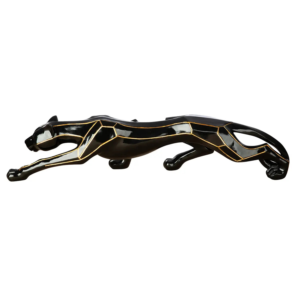 Dekofigur – Schwarzer Glanz, Goldene Akzente, Metallische Optik, Höhe 21 cm - Cheetah | Gilde