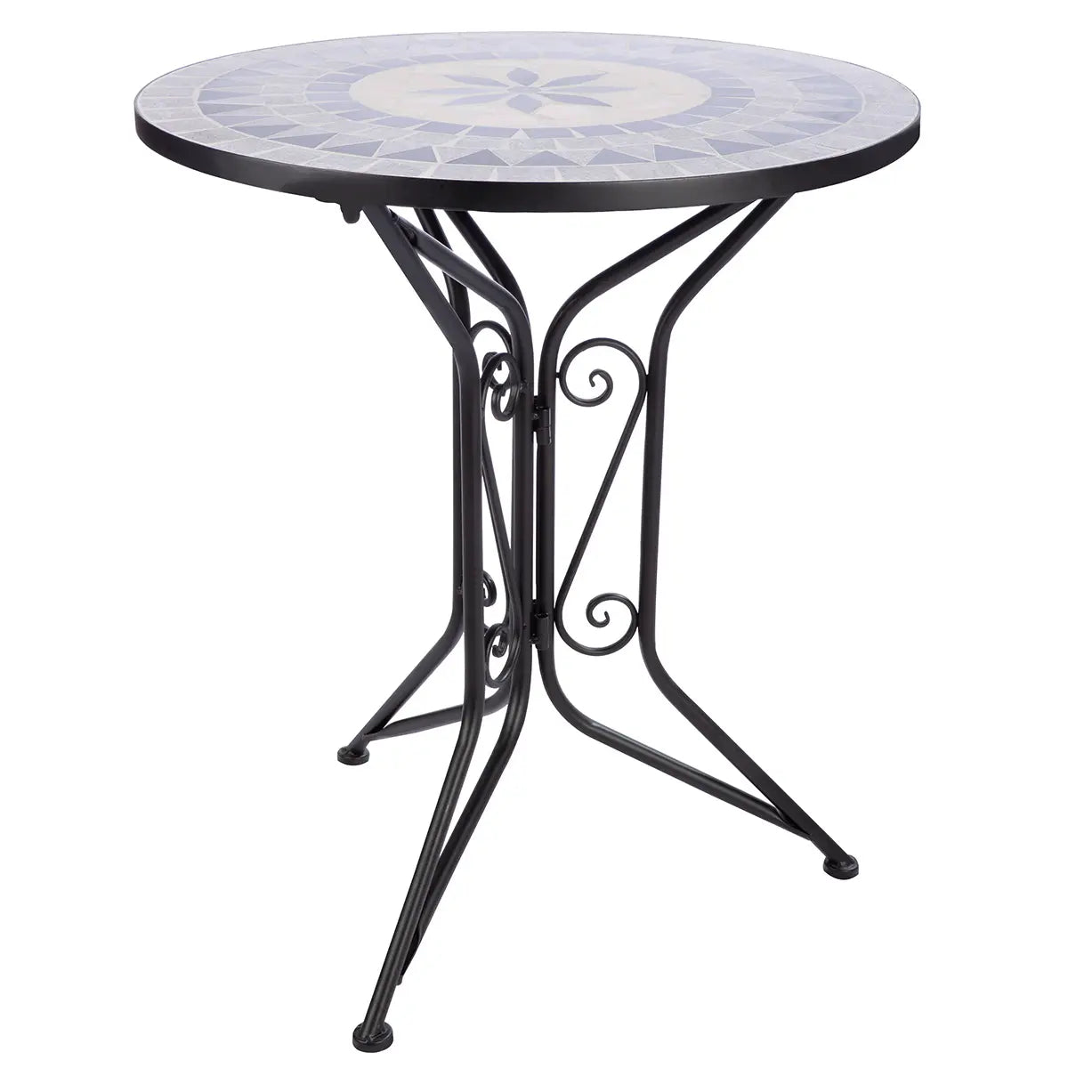 Bistroset – Florales Mosaik, Mattes Metall, Stilvolle Sitzgruppe - Mosaik Blume | Gilde