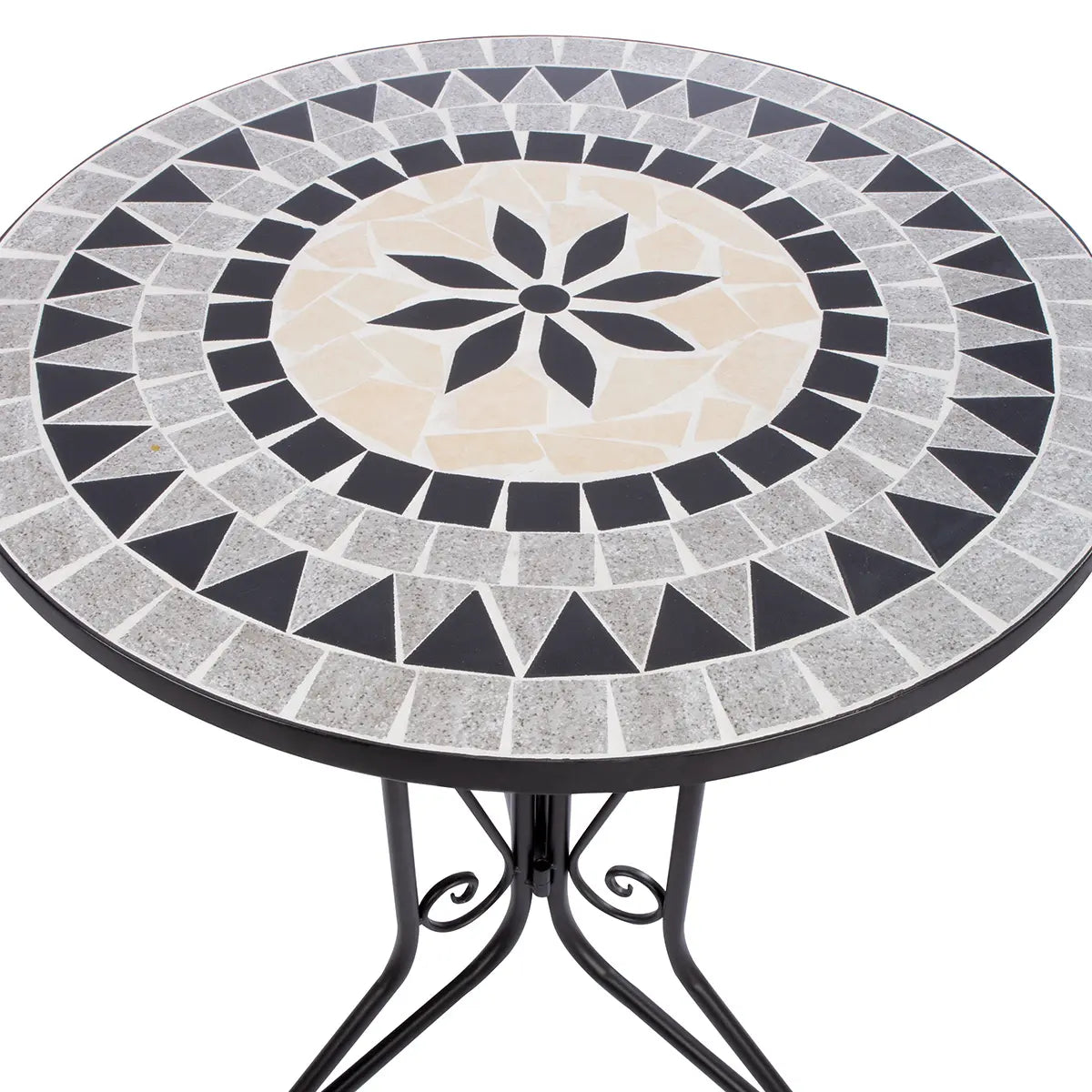 Bistroset – Florales Mosaik, Mattes Metall, Stilvolle Sitzgruppe - Mosaik Blume | Gilde