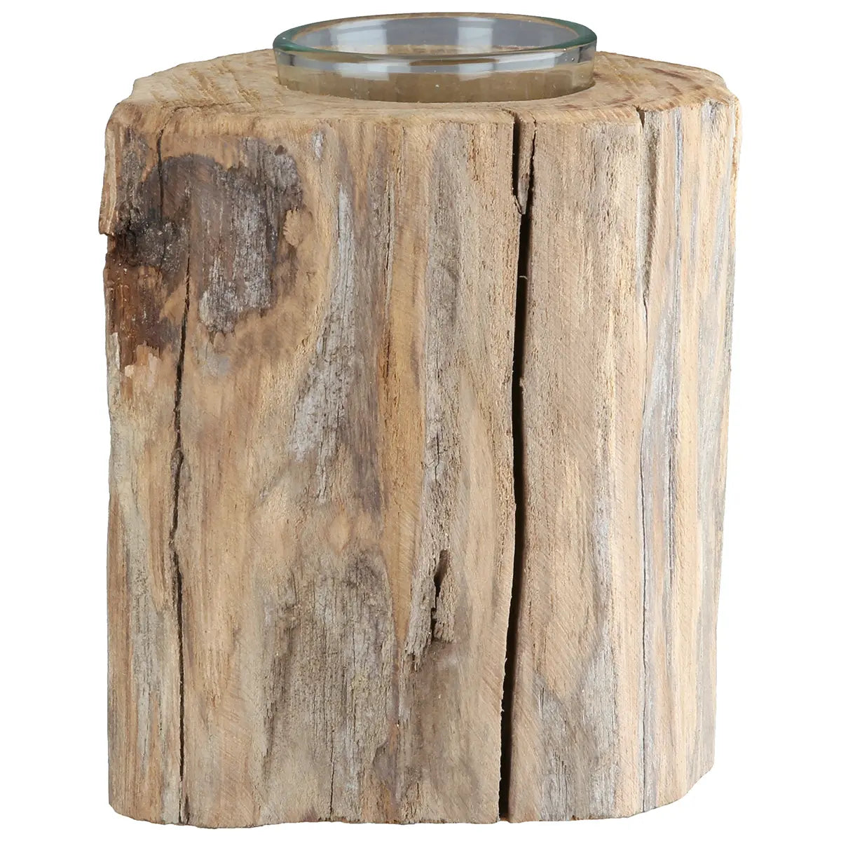 Teelichthalter – Natürliches Holz, Naturfarbene Oberfläche, Niedrige Form, 10 cm - Kuta | Gilde