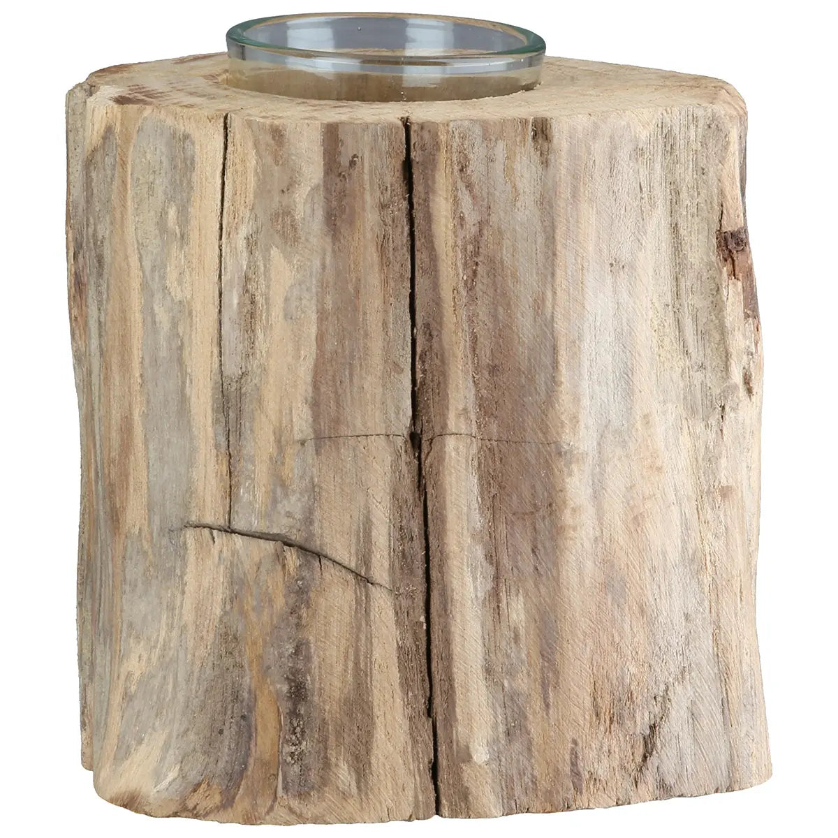 Teelichthalter – Natürliches Holz, Naturfarbene Oberfläche, Niedrige Form, 10 cm - Kuta | Gilde