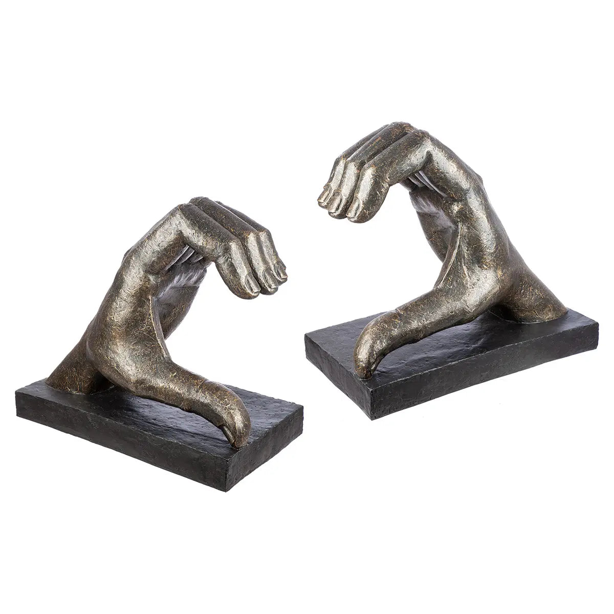 Skulptur – Alte Oberfläche, Bronzefarbene Gestaltung, Herzförmiges Motiv, 69 cm - Herz aus Händen | Gilde