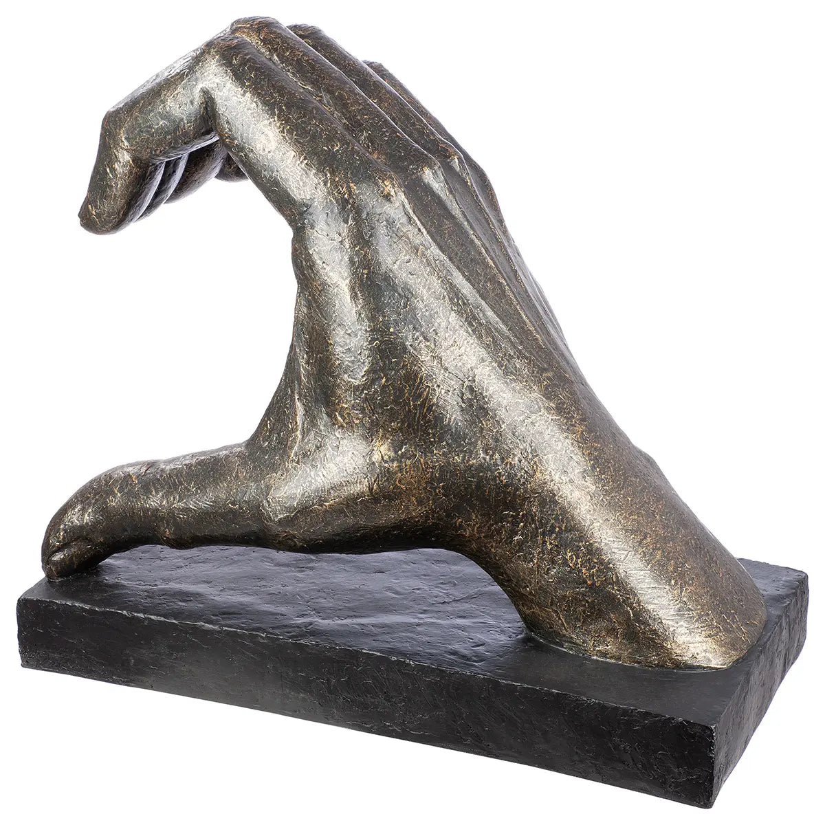 Skulptur – Alte Oberfläche, Bronzefarbene Gestaltung, Herzförmiges Motiv, 69 cm - Herz aus Händen | Gilde