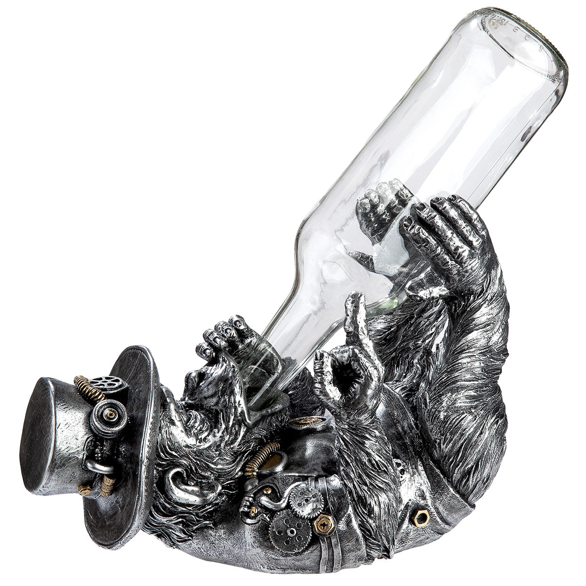 Flaschenhalter – Steampunk Stil, Kunstharz Material, Antik Finish - Steampunk Monkey | Gilde