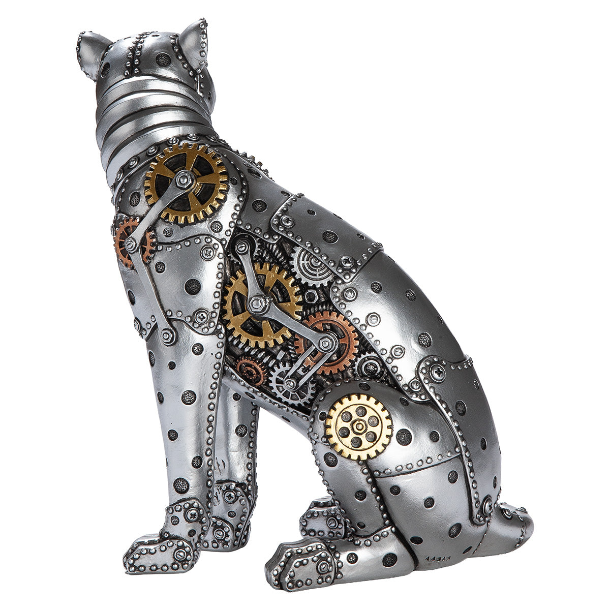 Figur – Kunstharz Material, Leopard Design, Silberfarbene Akzente - Steampunk Leopard | Gilde